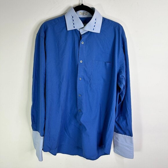 Fratello Men's Blue Button Down Shirt Neck 16.5 and Shirt 34-35 - Picture 1 of 10